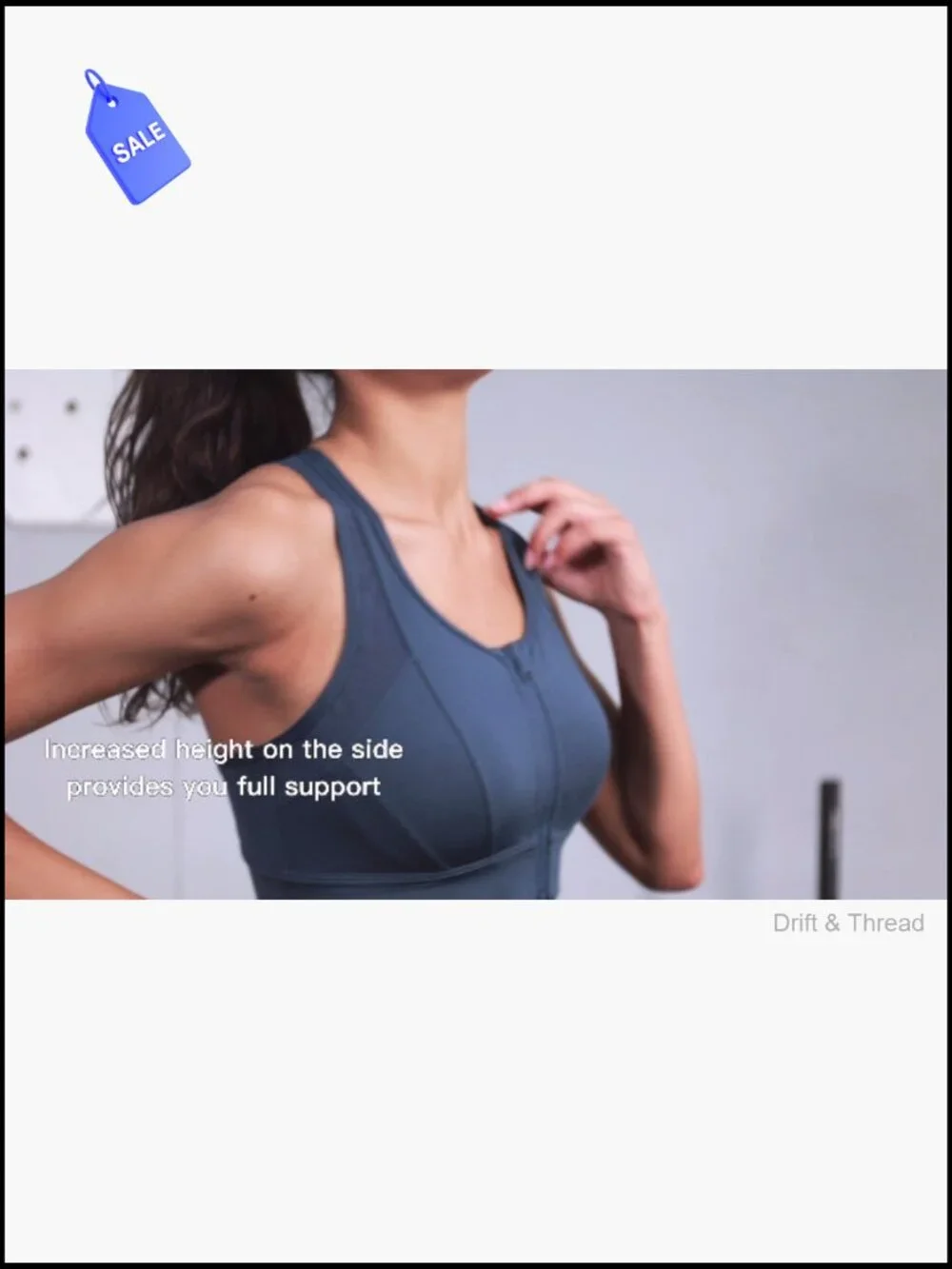 High Impact Front Zip Sports Bra Mesh Racerback Full Coverage Wirefree Bra